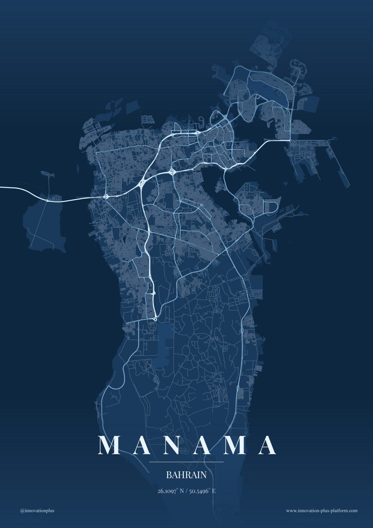 Street map of Manama, Bahrain